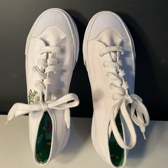 Dr. Seuss Grinch Sneakers White Canvas Platform New in Box 8.5 - Picture 3 of 8